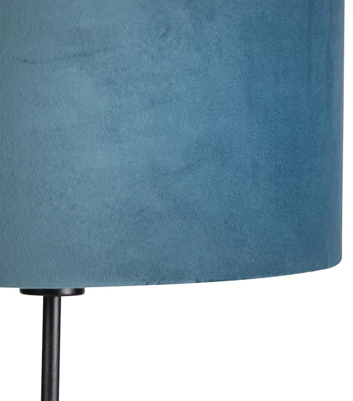 Lampada da terra nera con paralume in velluto blu con oro 35 cm - Parte