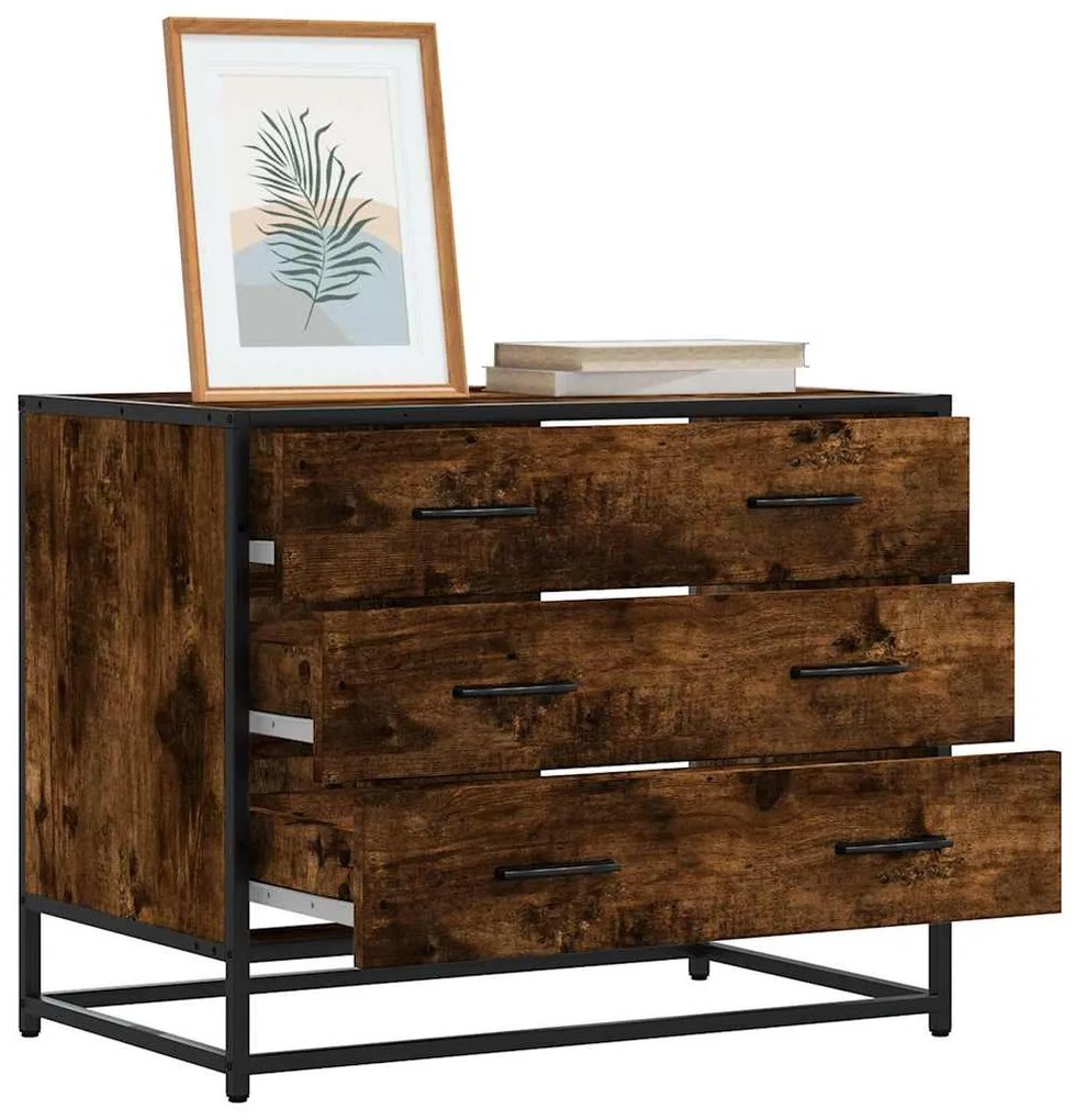 Cassettiera Rovere Fumo 70x41x56 Cm İn Legno Multistrato /