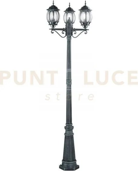 Palo santiago nero e verde 3 luci attacco e27 ip44 69x209cm