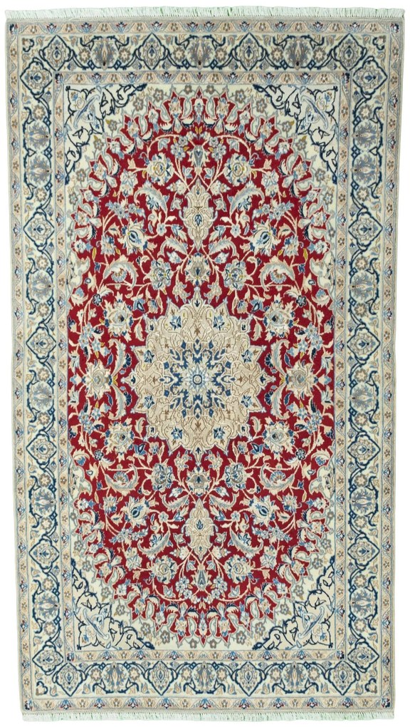 Nain Tappeto 120 x 220 Rosso (Iran) Annodato A Mano