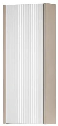 Pensile bagno Niwa laccato opaco sabbia con vetro bianco, 1 anta apertura da sinistra P 17 x L 30 x H 78.5 cm
