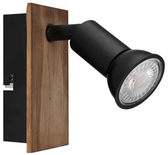 Globo 57998-1W - Faretto da parete DREW 1xGU10/35W/230V legno/nero