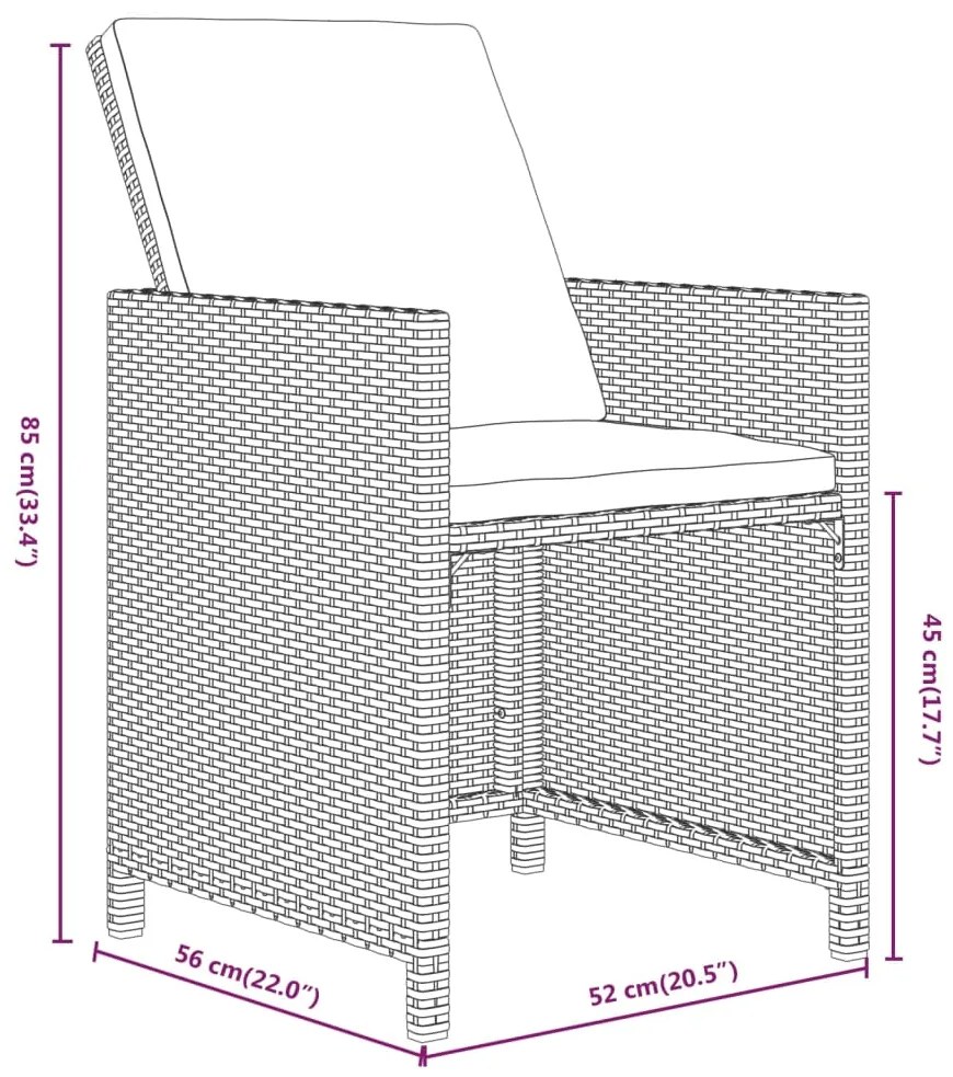 Set Pranzo da Giardino 15 pz con Cuscini in Polyrattan Grigio