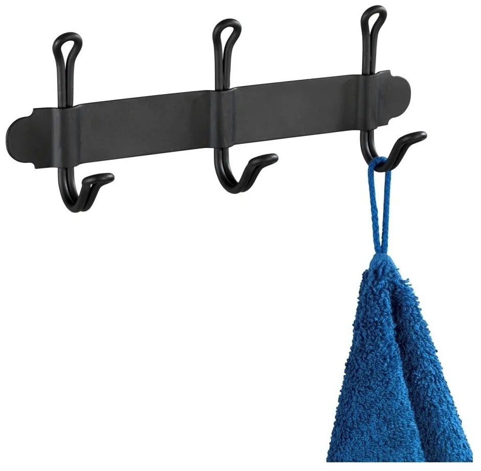 Gancio a muro triplo autoportante nero Nostalgia - Wenko