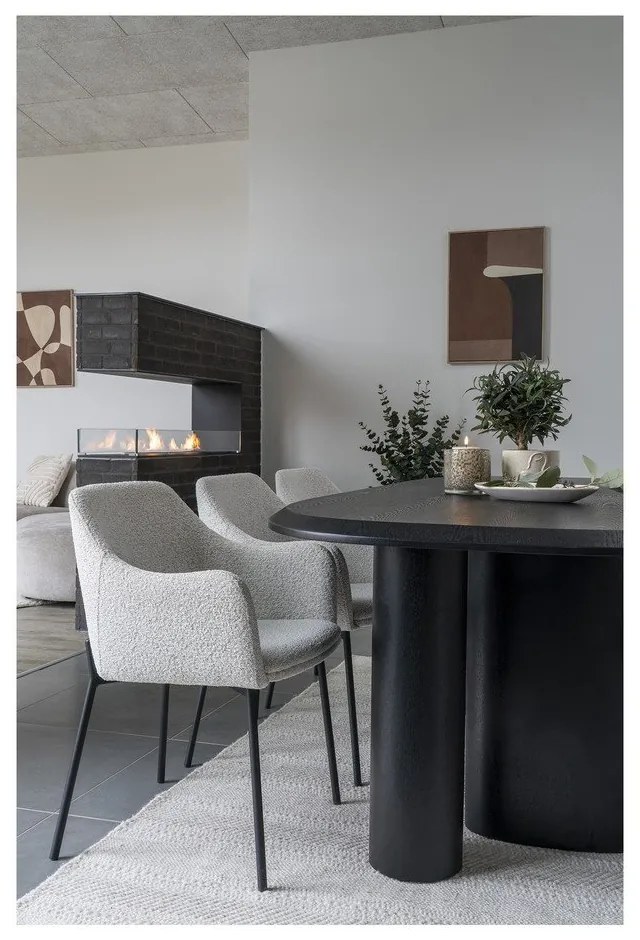 Sedia da pranzo bianca in imbottito con braccioli Melilla – House Nordic