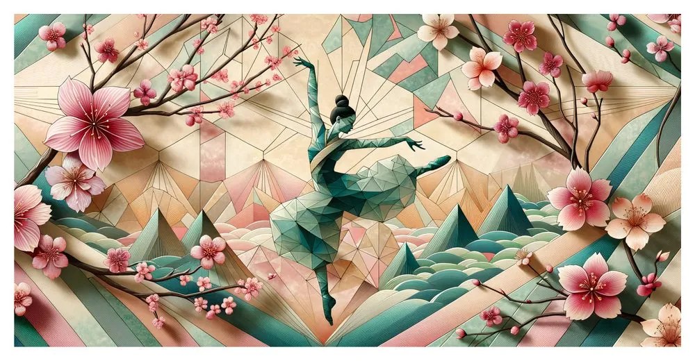 Quadro su tela – Ballerina astratta tra i fiori