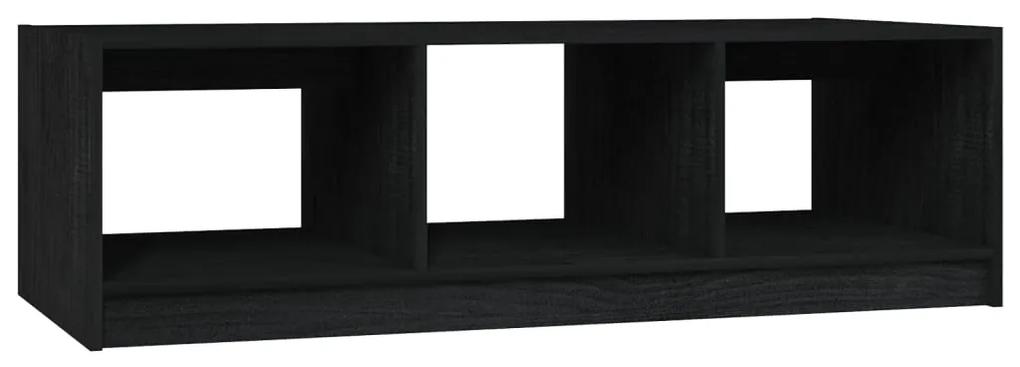 Tavolino da salotto nero 110x50x34 cm legno massello di pino