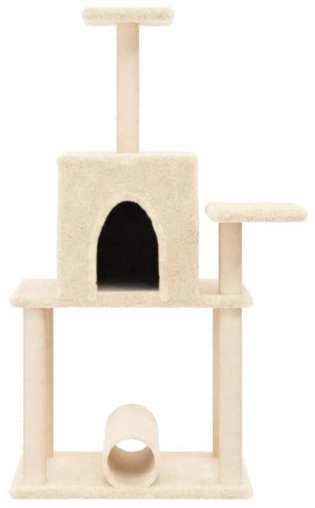 Albero per gatti con tiragraffi in sisal crema 122 cm