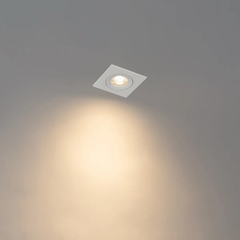 Set di 12 faretti incasso quadrati bianchi GU10 50mm IP44 - Xena