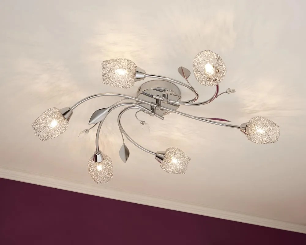 Plafoniera neoclassico Adriana Ø 60 cm cromo IP20, 6XG9