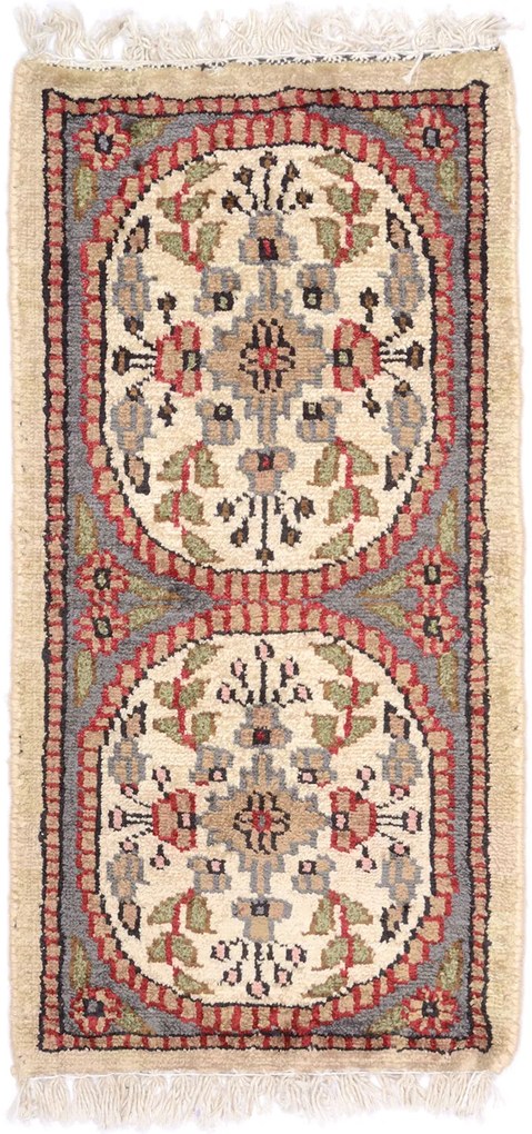 Agra Tappeto 30x60 Beige (Indian) Annodato A Mano