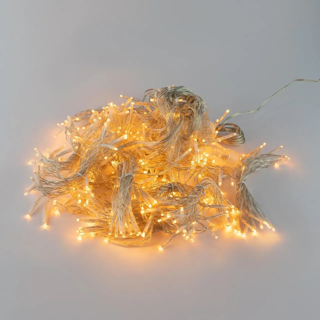 Tenda Natalizia LED 2x2m RITMO DI MUSICA Cavo TRASPARENTE IP44 Colore Bianco Caldo 2200 - 2300 °K