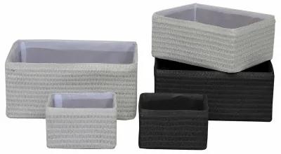 Set di Cestini DKD Home Decor 41 x 30 x 18 cm Nero Bianco polipropilene