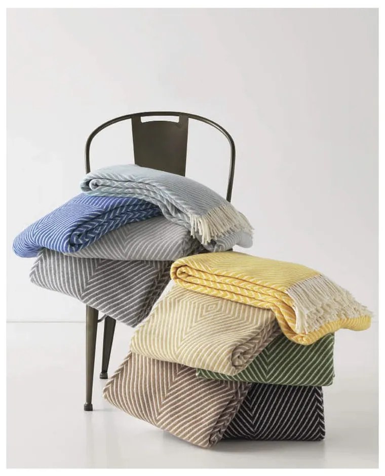 Plaid grigio chiaro con contenuto di cotone , 140 x 180 cm Tebas - Euromant