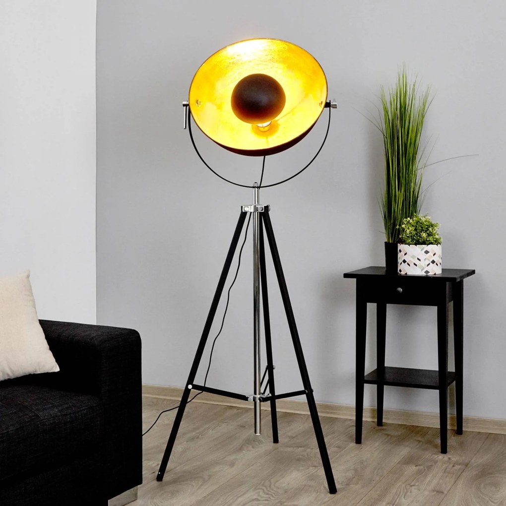 Lindby lampada da terra Mineva. nero/oro, metallo, altezza 180 cm