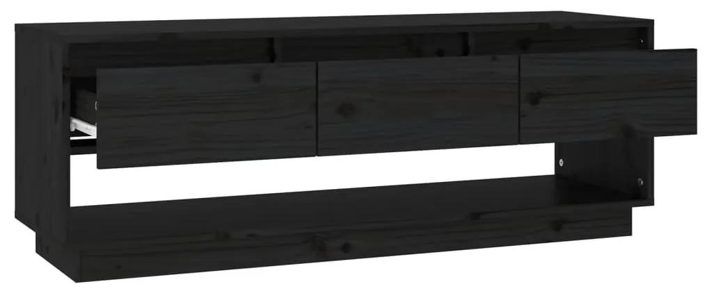 Mobile porta tv nero 110,5x34x40 cm in legno massello di pino