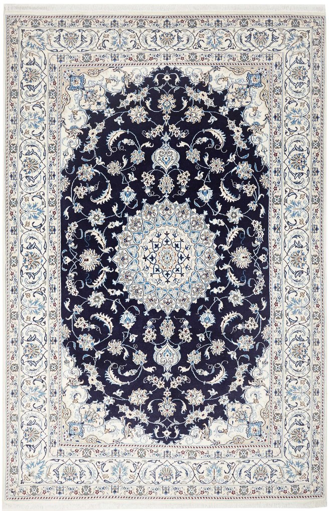 Nain Tappeto persiano 300 x 200 Blu (Iran) Annodato A Mano
