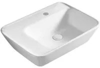 Lavabo d'appoggio o sospeso ceramica bianca 57,5x44 H.14 cm con troppo pieno