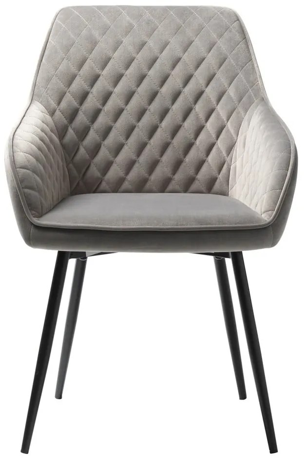 Sedia da pranzo grigio chiaro in imbottito con braccioli Milton – Unique Furniture