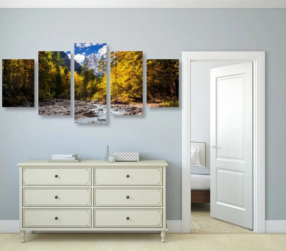 Quadri 5 pezzi – Paesaggio montano pittoresco