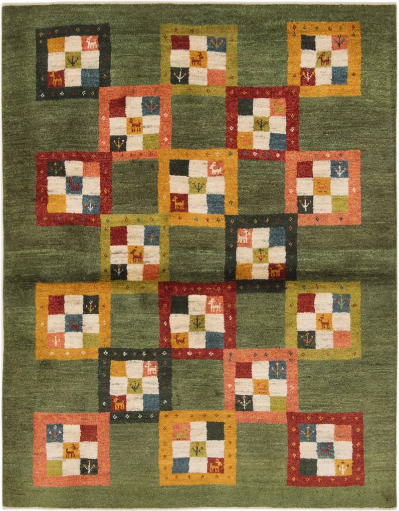 Gabbeh Tappeto persiano 160 x 200 Verde (Iran) Annodato A Mano