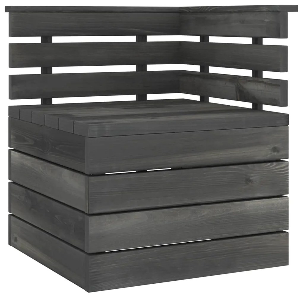 Set Divani da Giardino su Pallet 5 pz Legno Pino Grigio Scuro