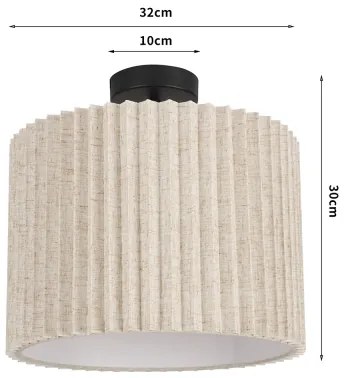 Brilagi - Plafoniera da soffitto NORDIC WAVE 1xE27/15W/230V Ø 32 cm lino/nero