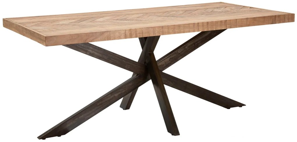 Tavolo da pranzo in legno di acacia nicolitica 180x90 cm con gambe in metallo design industriale