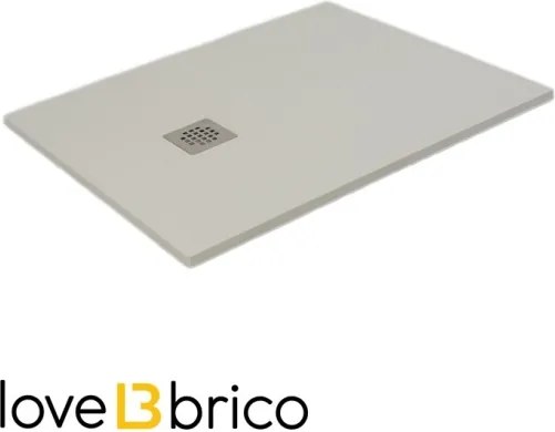 Piatto doccia in mineralmarmo 70x100 cm beige effetto pietra con griglia e piletta sifonata