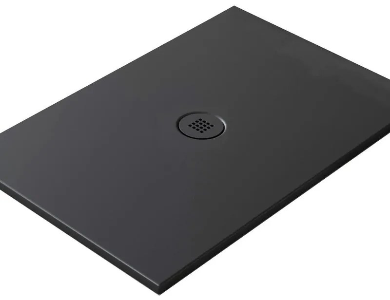 Piatto doccia in ceramica extra slim nero L 100 x L 70 cm opaco