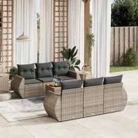 Set Divani da Giardino 7 pz con Cuscini Grigio in Polyrattan 3224898