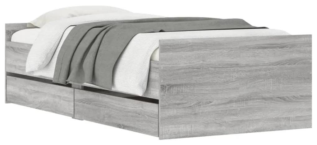 Giroletto con cassetti grigio sonoma 90x200 cm