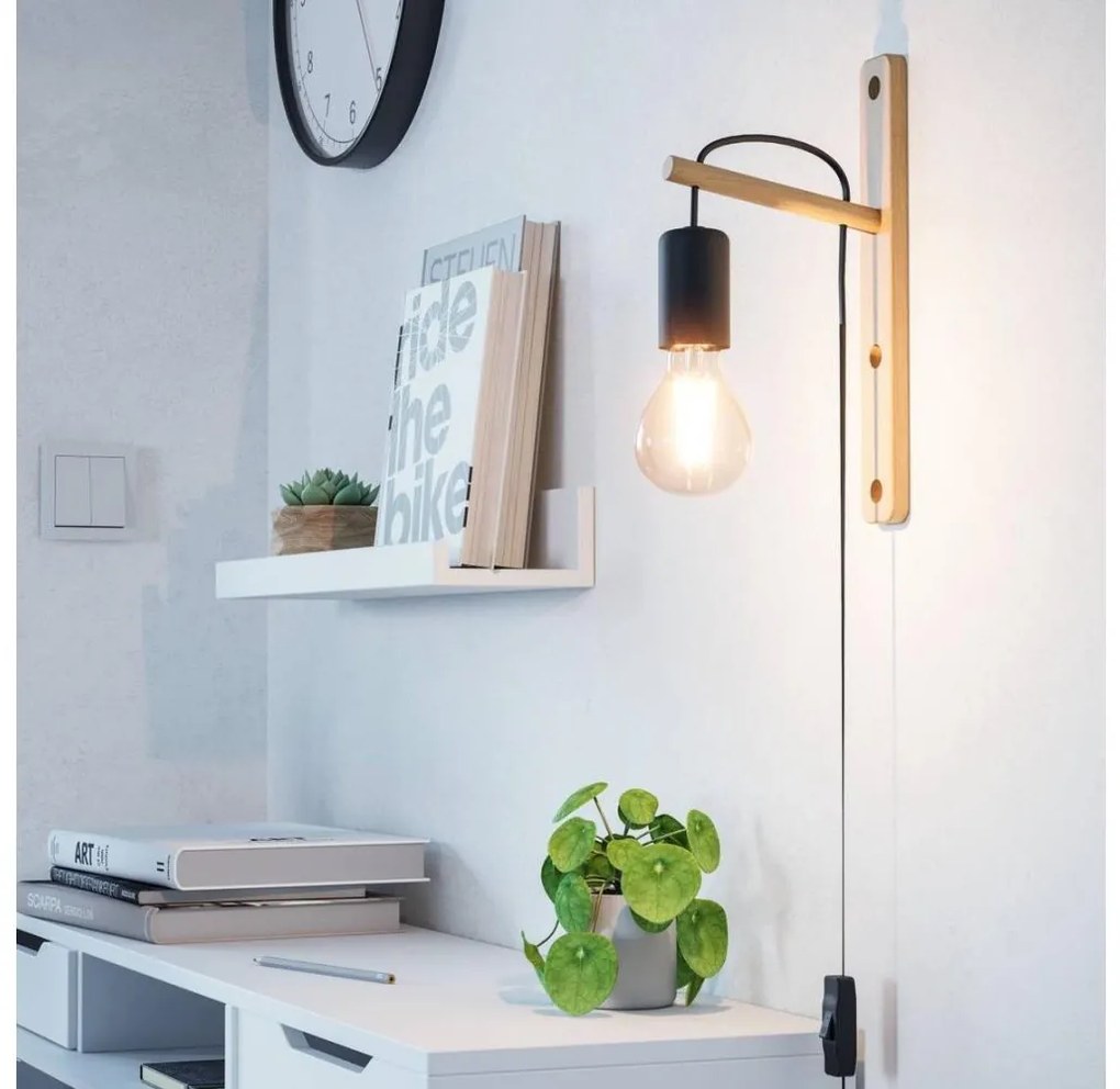 Eglo 44013 - Applique POCKLEY 1xE27/10W/230V marrone/nero