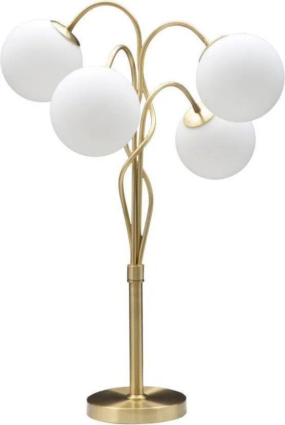 Lampada da tavolo bianca/dorata con paralume in vetro (altezza totale 74 cm) Glamy – Mauro Ferretti