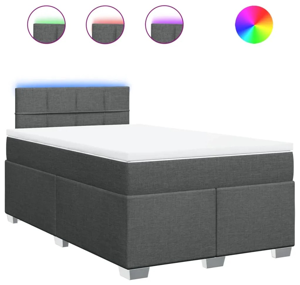 Giroletto a molle con materasso grigio scuro 120x190cm tessuto
