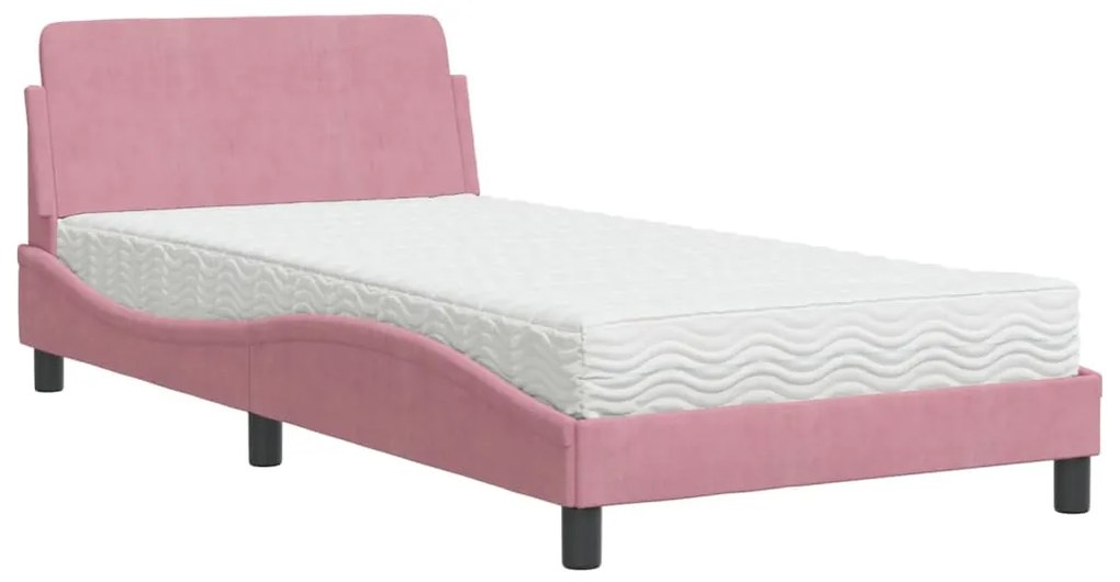 Letto con materasso rosa 100x200 cm in velluto