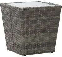 Tavolino Grigio 41,5x41,5x43 cm in Polyrattan e Vetro Temperato 46196