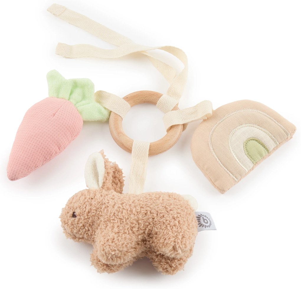 Bieco - Anello in legno con tre giocattoli rimovibili - coniglietto Fine