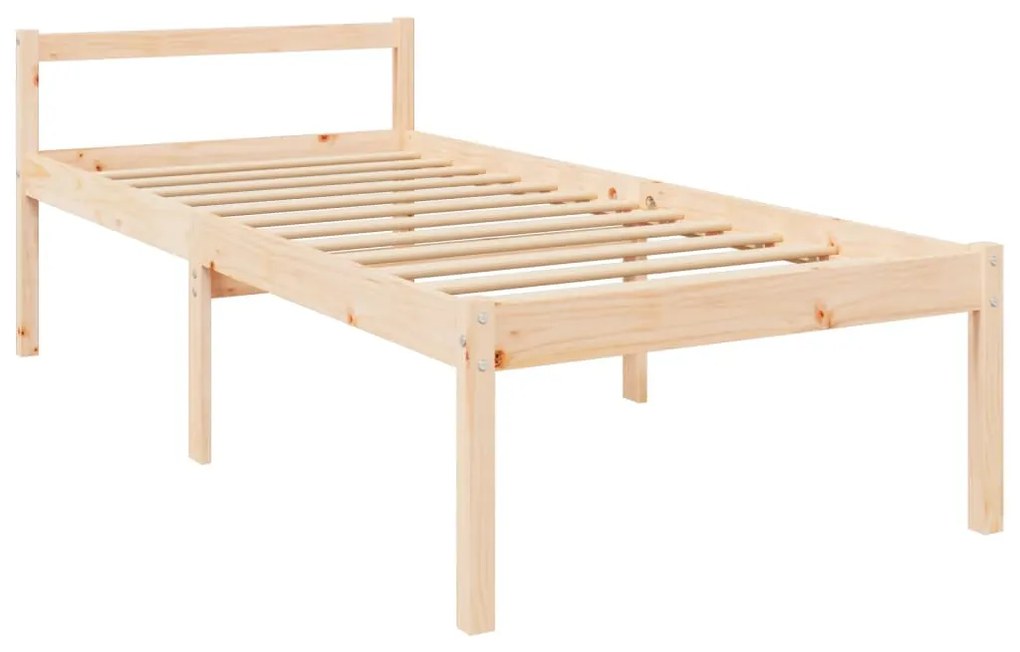 Letto per Anziani con Testiera 100x200 cm in Legno Massello