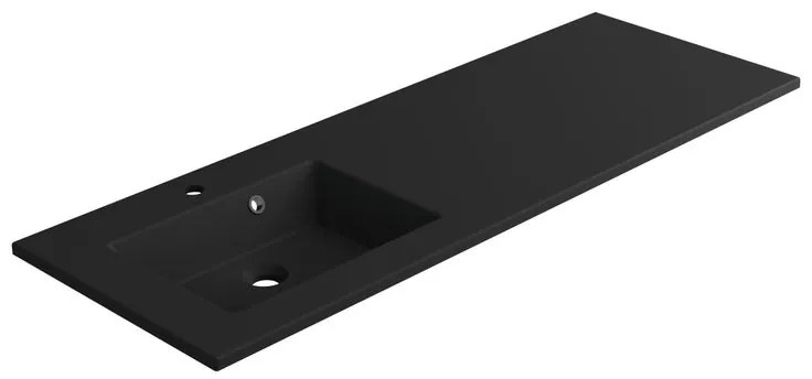 Lavabo a incasso rettangolare vasca a sinistra Neo L 136 x H 11.2 x P 48.5 cm in composito minerale di resina gelificata nero opaco