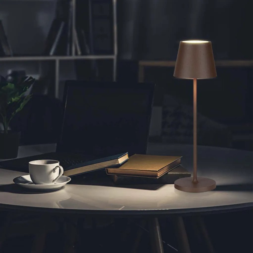 Lampada LED da Tavolo 15W Corten con Touch Dimmer e Ricarica Wireless