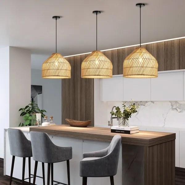 Immax 08264L - Lampadario a sospensione con filo PELO 1xE27/40W/230V diametro 40 cm rattan