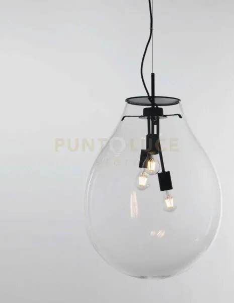 Lampadario a sospensione azuma trasparente 3 luci attacco e27 38x17...