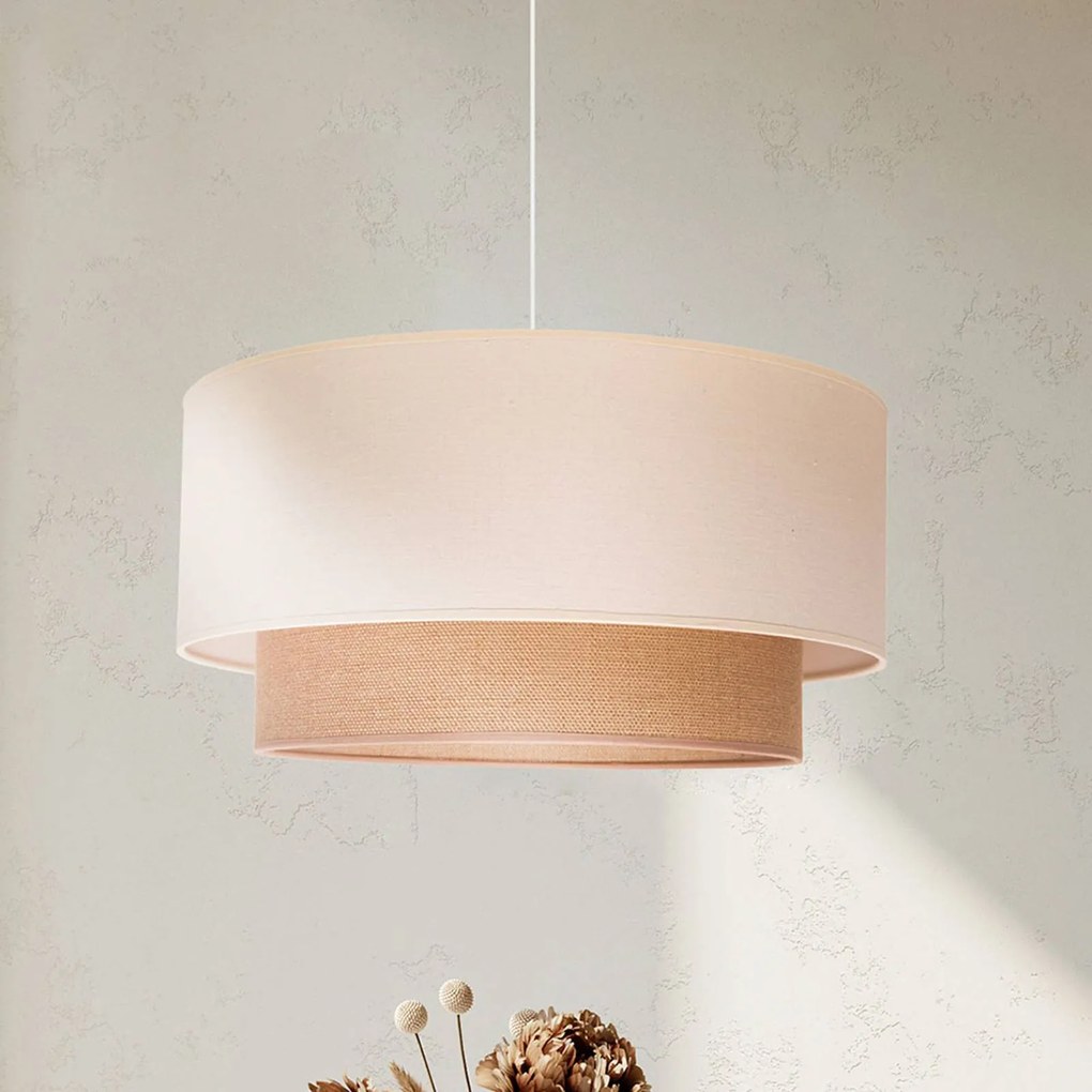 Lampada a sospensione Boho Euluna, dimmerabile, Crema / Ambra, Soggiorno / Sala da pranzo, Tessuto / Stoffa / Seta, Campagna / Rustiche, Lampada a sospensione