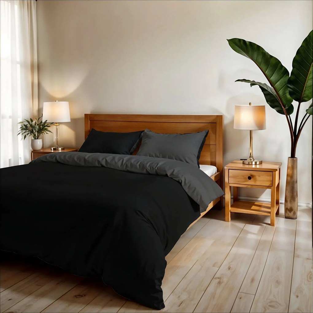 Parure copripiumino matrimoniale nero e fumo Datex