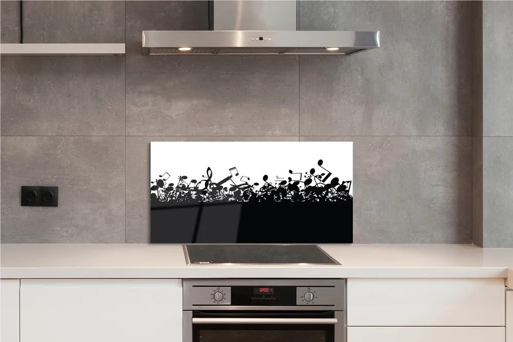 Pannello paraschizzi cucina Spartiti in bianco e nero 120x60 cm