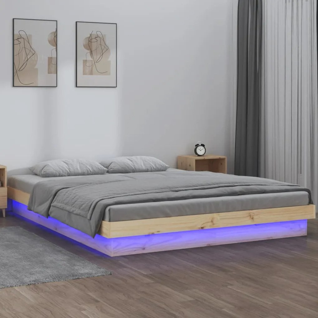 Giroletto Con Led 150x200 Cm King Size İn Legno Massello /