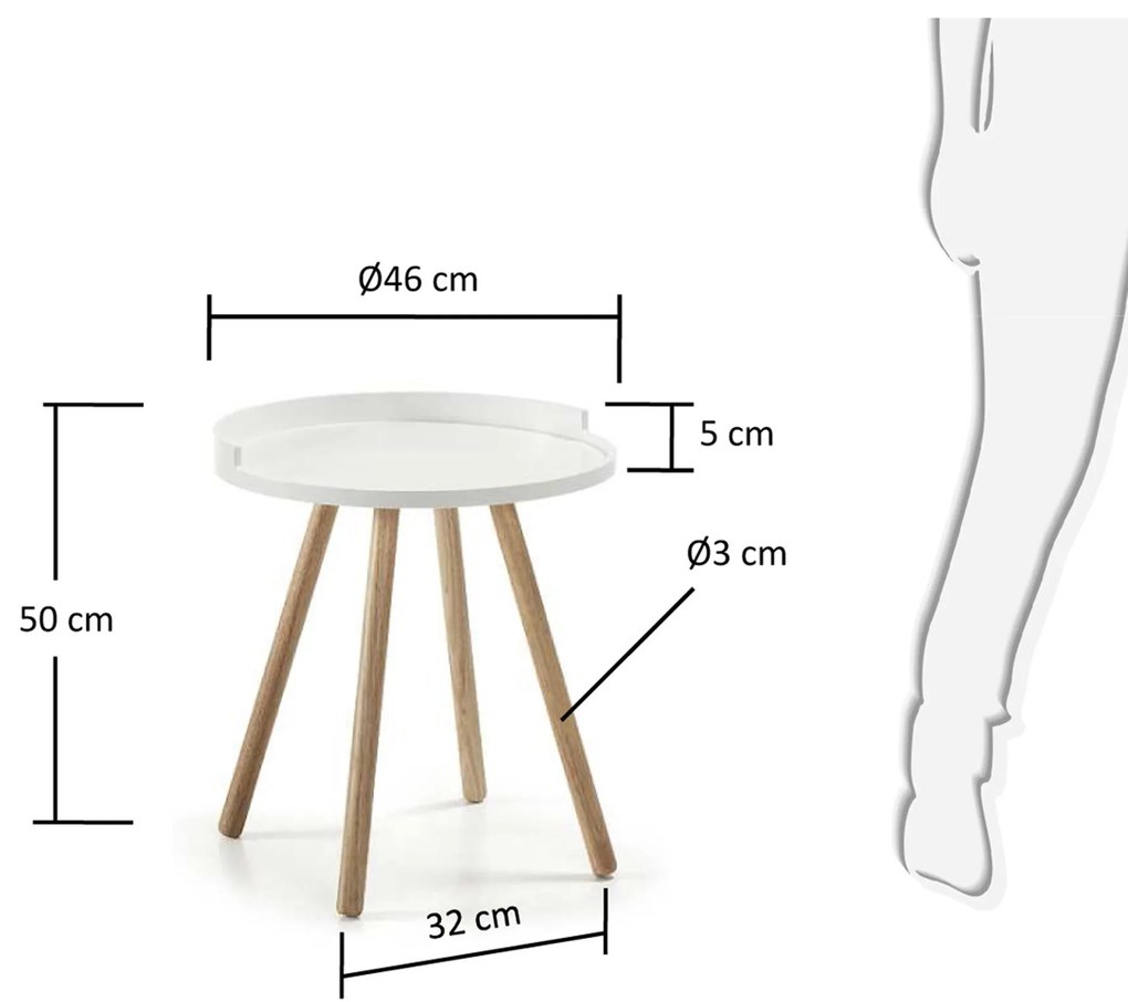 Kave Home - Tavolino Kurb bianco Ø 46 cm FSC MIX Credit