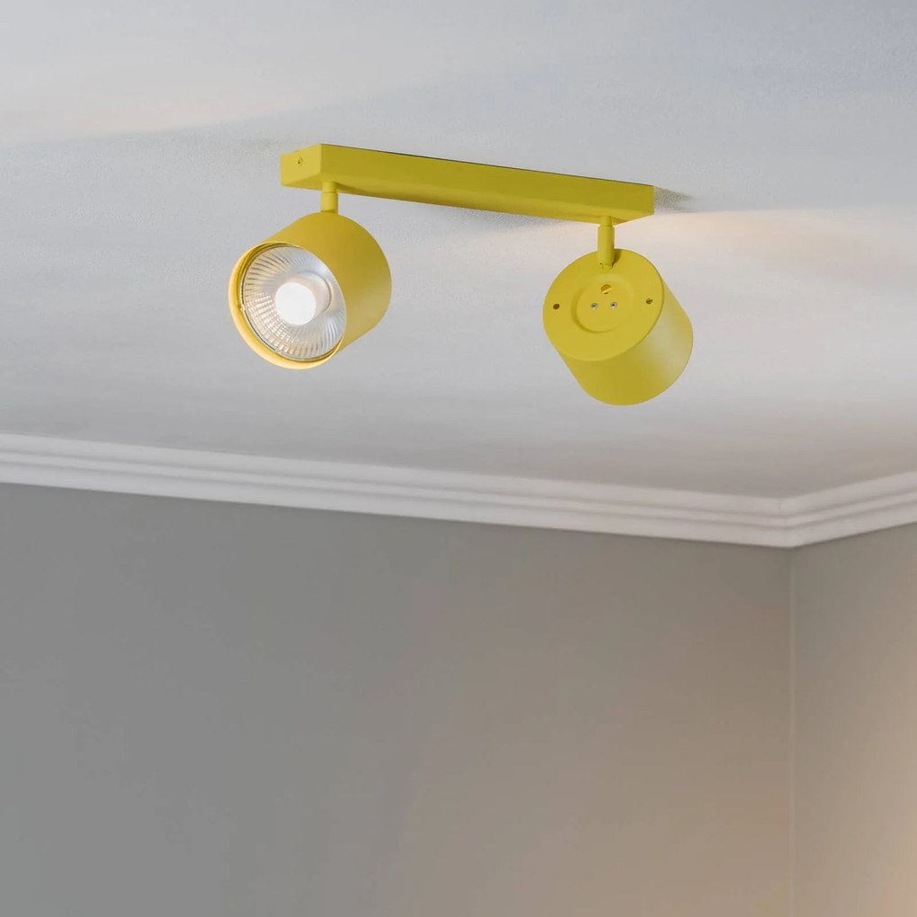 Argon Faretto da soffitto Chloe orientabile a 2 luci, giallo
