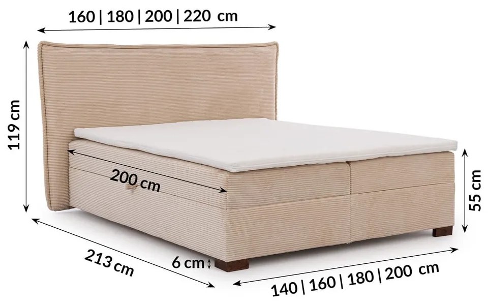 Letto boxspring beige con contenitore 160x200 cm Lysa – Ropez